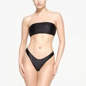 Skims Shine Swim Tanga Bikini Bottom Panty One Piece Onyx Black Small NWT